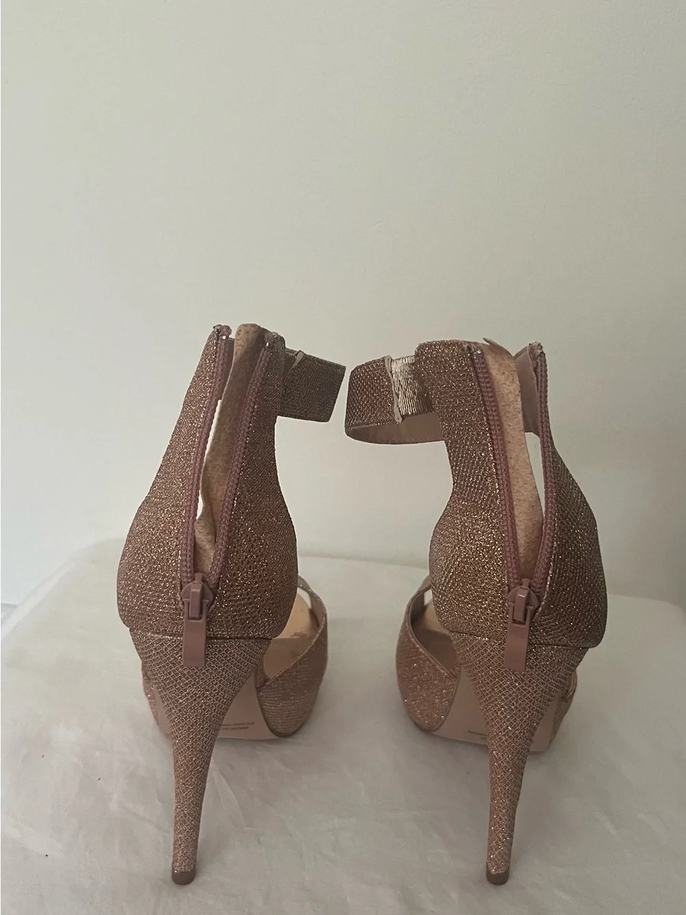 Dream Pairs Rose Gold Glitter Peep-Toe Ankle Strap Heels